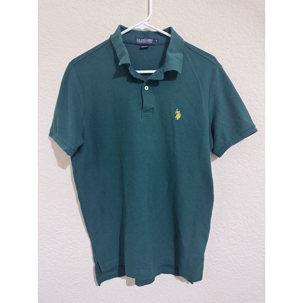 U.S. Polo Assn. Performance Pique Mens Polo Green Medium Short Sleeve
